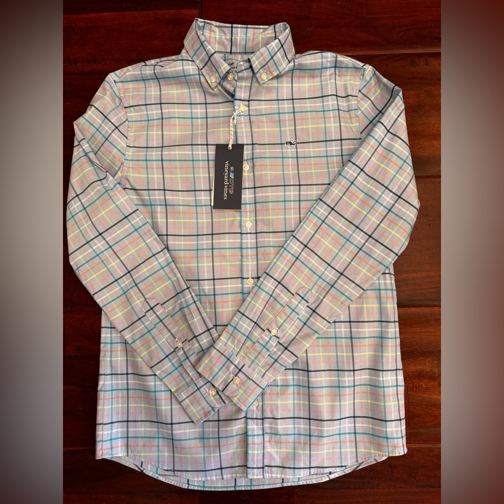 Vineyard Vines On The Go Boys OTG Performance brrr Shirt Size Large 16 Button Up